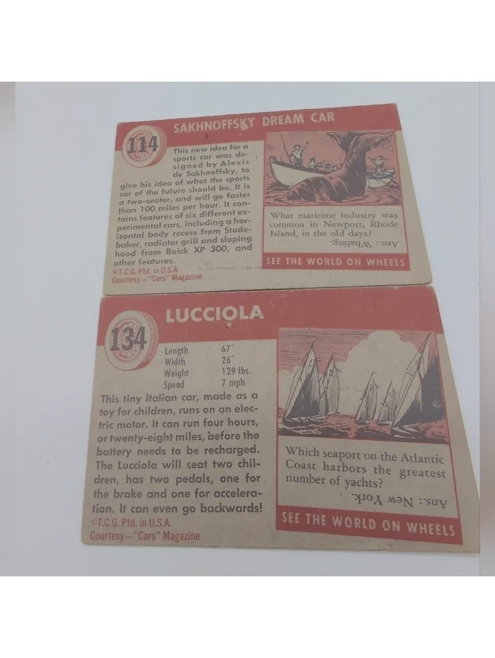 1954 Topps Car Card Set 6 Prototypes Cemo Turbo, Lucciola, Allen Williams++